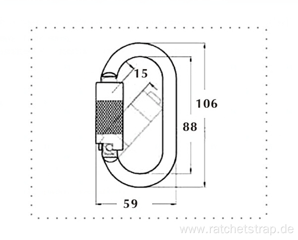 Black Color Steel 2T Capacity Carabiner