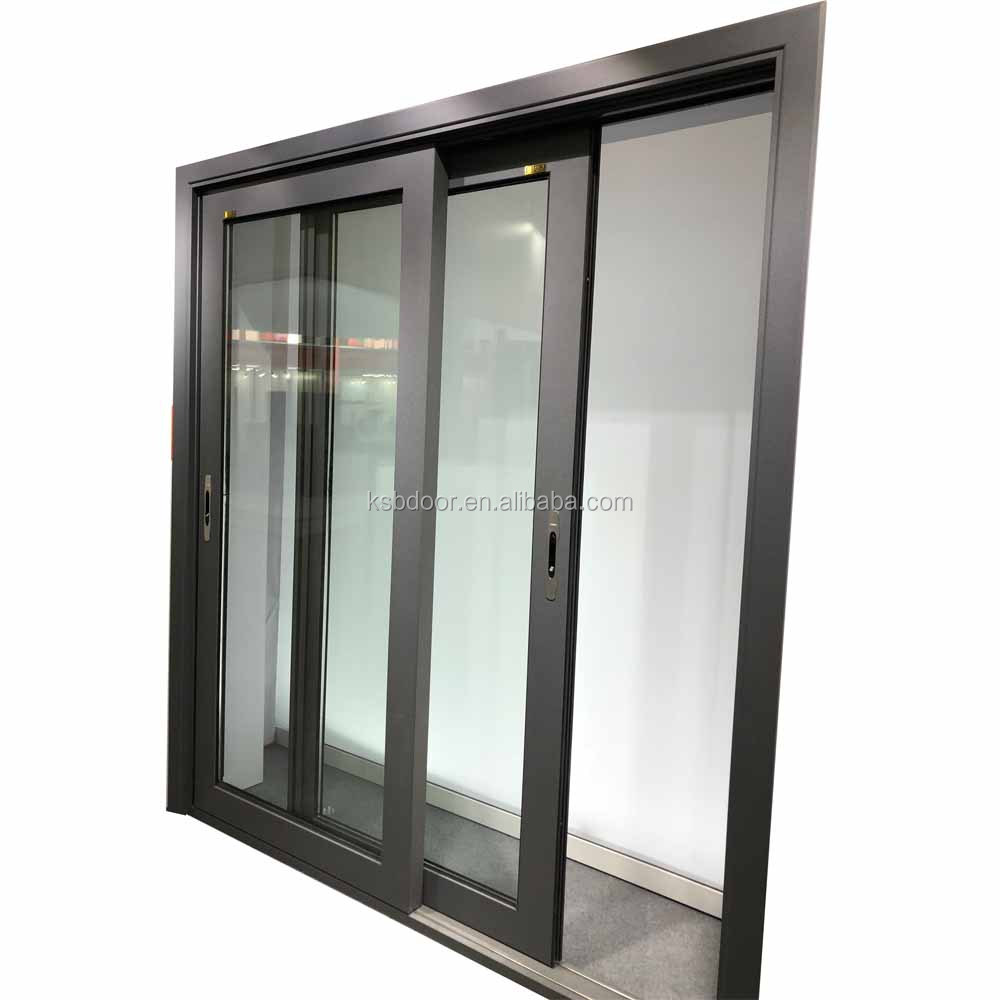 Foshan supplier 2.0mm thick heavy duty double glazing aluminium main entrance sliding door
