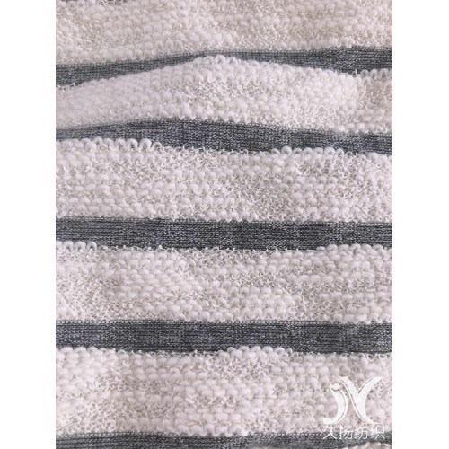 Branco Slub Stripe Francês Terry Knit