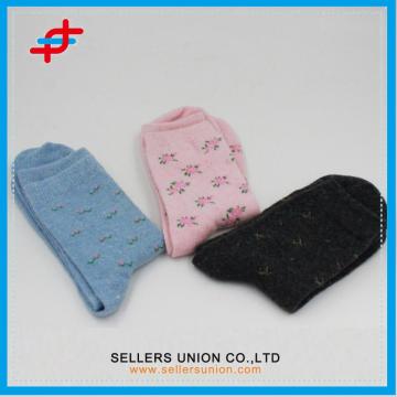 Floral Prints Rabbit Wool Girls Socks