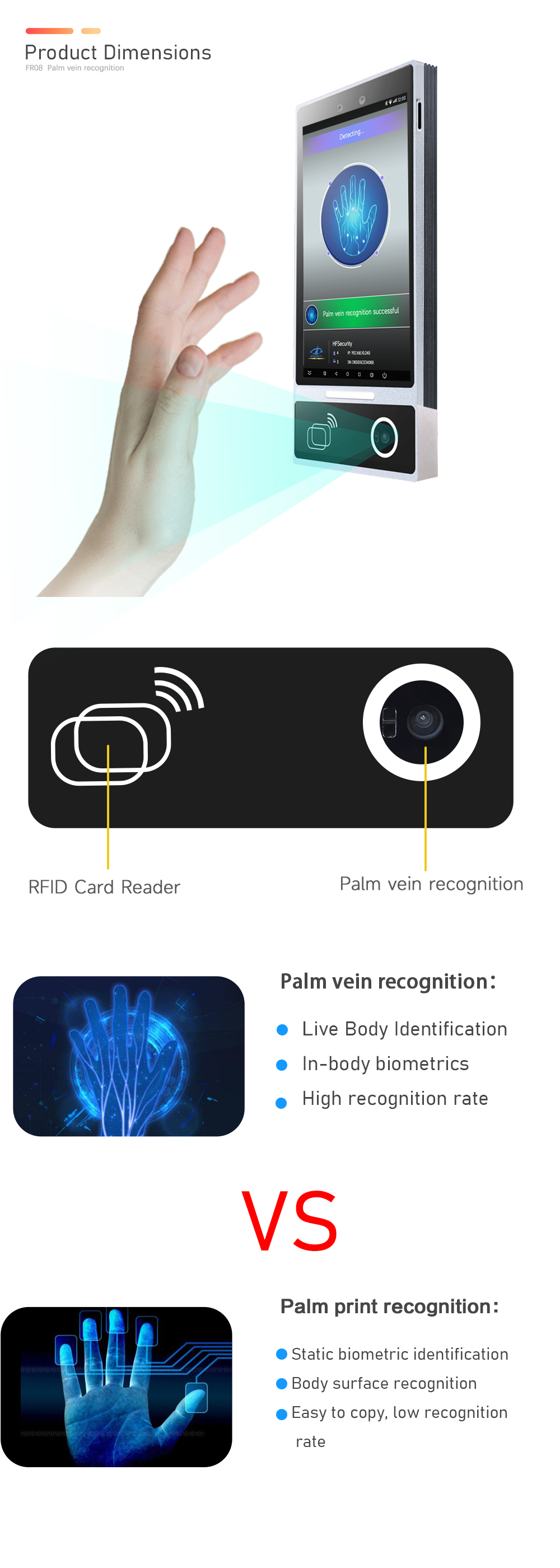 Palmprint Recognition Attendance And Access Control All In One Machine