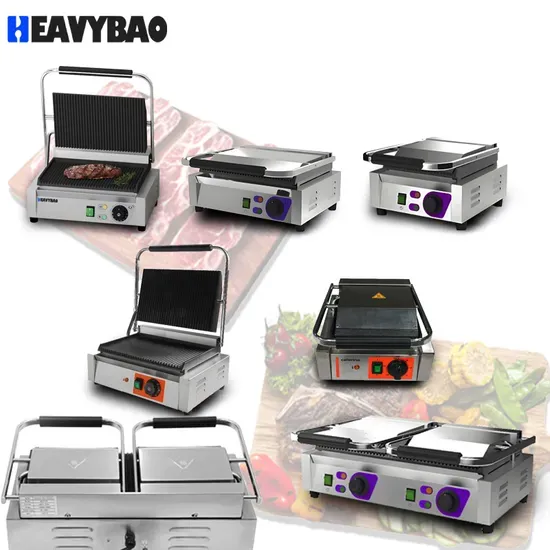 Double Plate Electric Sandwich Panini Kamado Contact Grill Griddle