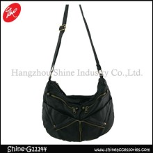black pu shoulder bag/washed bag/hobo bag