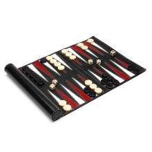 Custom Luxury Leather Backgammon Set - Portable Travel Roll Up