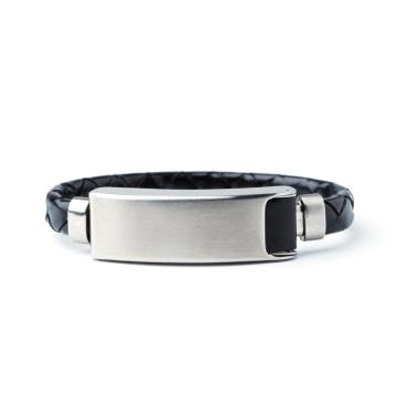 Fashion And Design Stainless Steel Men Genuine Leather Bracelet with Magnetic Clasp