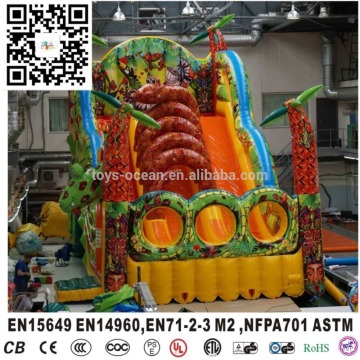 Hot inflatable dry slide with snake design, giant dragon inflatable slide