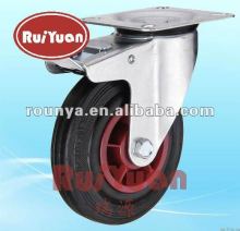 Black Rubber double brake Standard castors industrial