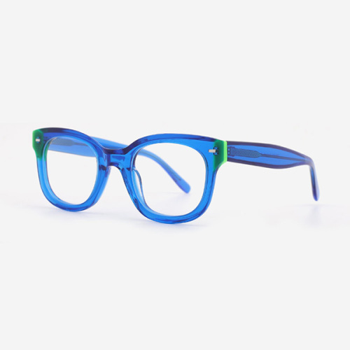 Bevelling Round Square Acetate Men's Optical Frames