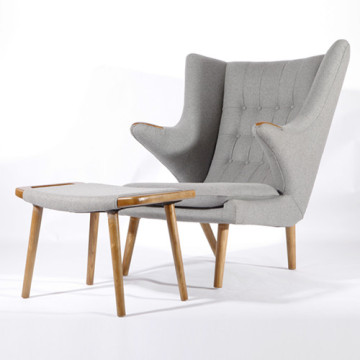 Hans J Wegner fabric Papa bear chair and ottoman