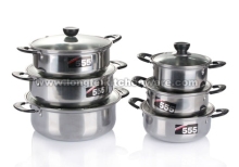 10PCS Stainless Steel Cookware Sets  with the glass