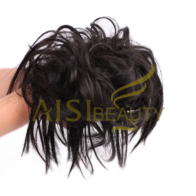 Aisi Beauty New Design Wholesale Multi Color Synthetic Curly Messy Donut Chignon Bun Elastic Rope Rubber Band Hair Extension