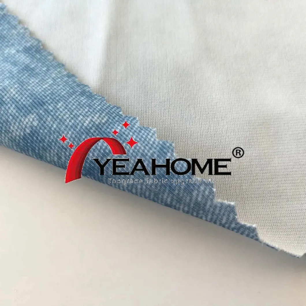 Denim Style Pattern Bedruckter elastischer Stoff Strickstoff
