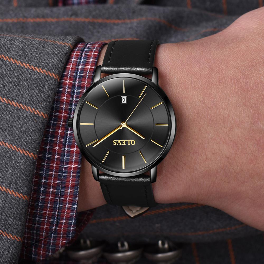 2021 Cheap OLEVS Men Quartz Luxury Minimalist Watches Week And Date Chronograph Sports Watch  Leather Strap Men's Watch For Men
