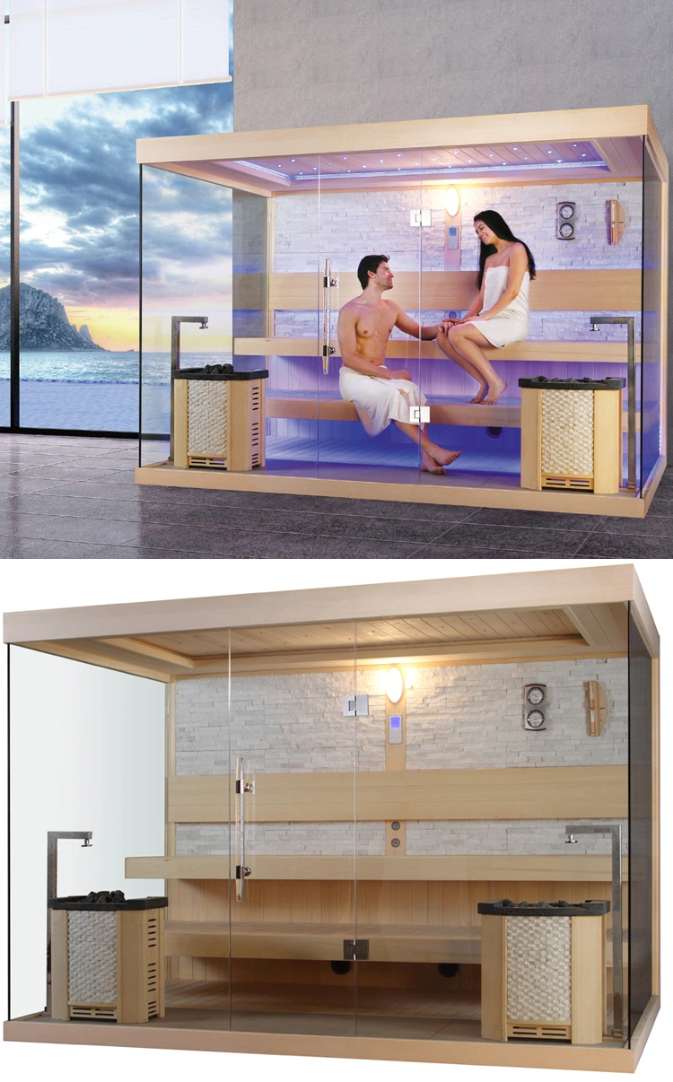 Modern 2-4 Person 10mm Tempered Glass Luxury Sauna Room