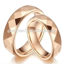 Rose gold plating Tungsten carbide ring, tungsten couple ring,polyhedral weding ring