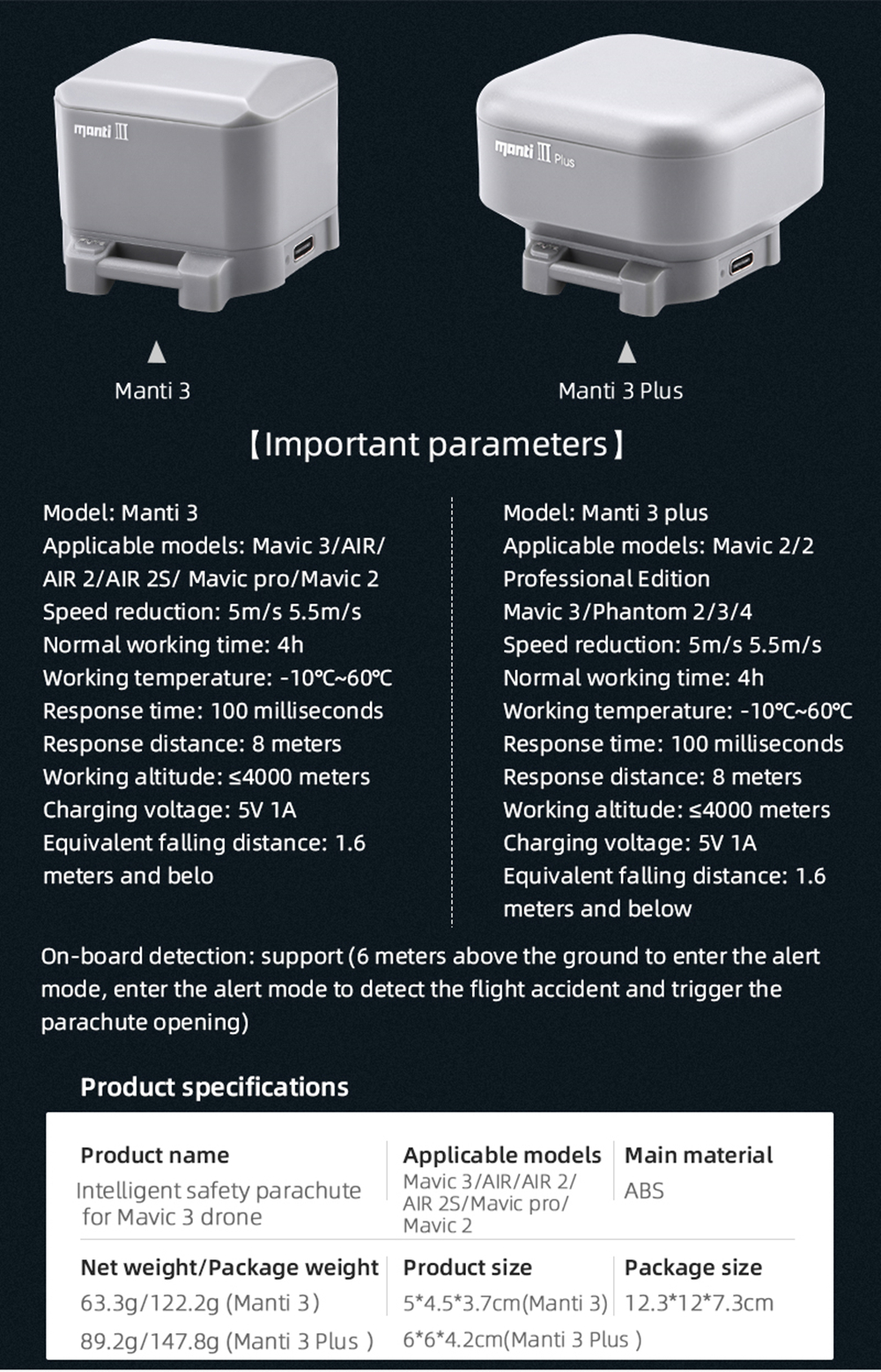 Manti 3 Plus Reusable Parachute Mavic 3 Air 2 2S Mavic 2 Mavic Pro Reduce Fall Speed for DJI RC Drone Accessories