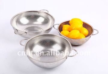 Perforated metal colander with SGS, LFGB, FDA certifications