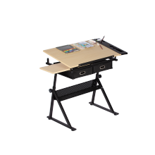 Adjustable Height Glass Drawing Drafting Table with Wooden Art Room Stand
