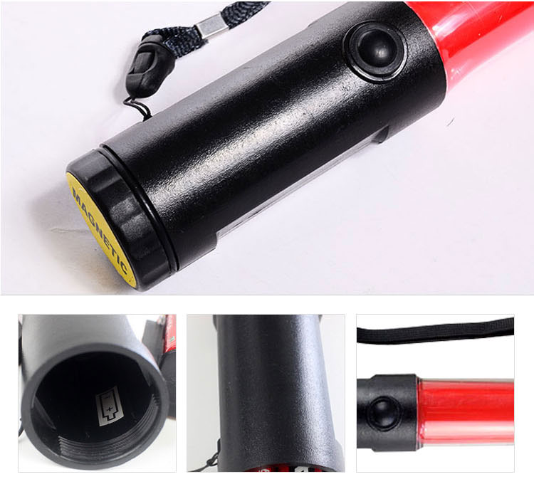 Torch Light Led Traffic Baton With 3AA Battery, Plastic Rubber Security LED Traffic Baton/