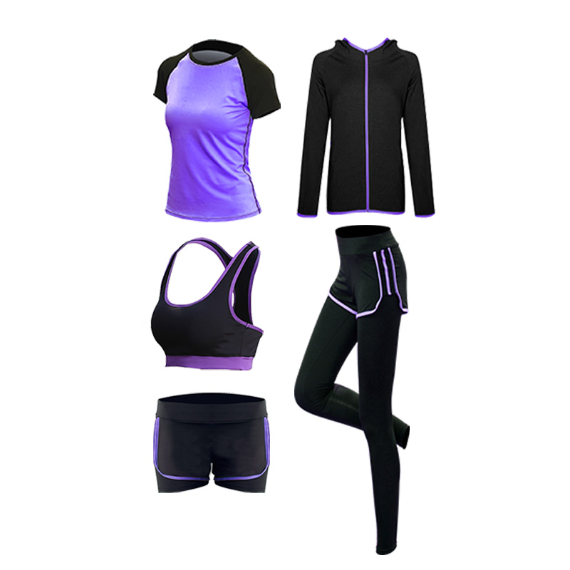 Womens 5pcs Sport Suits Fitness Yoga Running Athletic