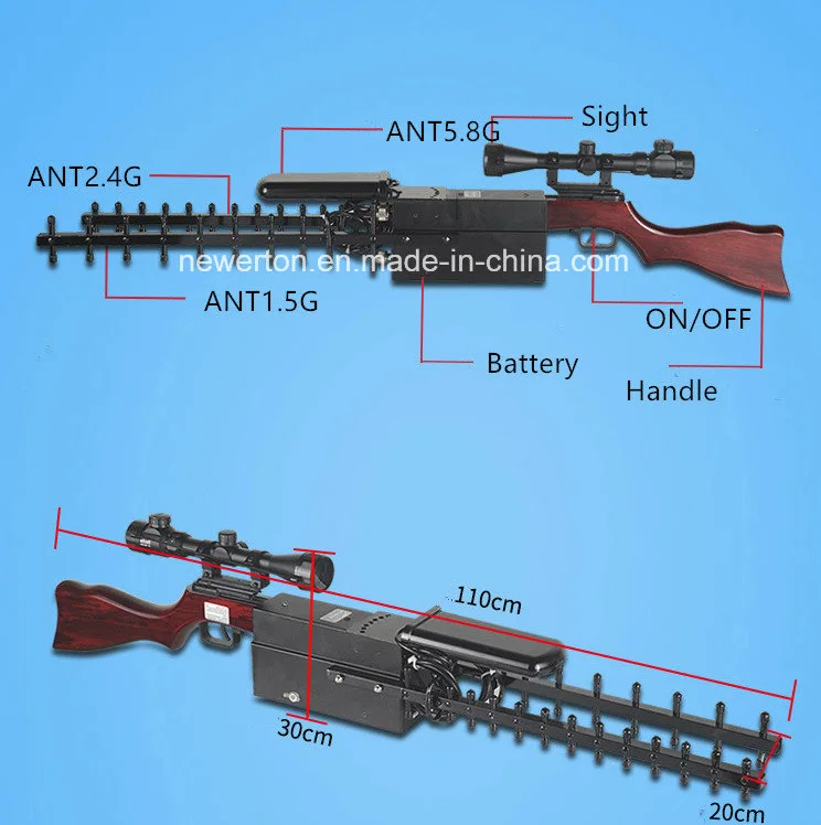 Portable High Power Gun-Shape Drone Jammer 1.5g 2.4G 5.8g/Uav Drone Jammer