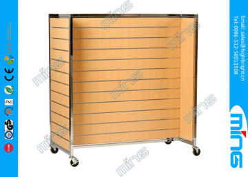 Yellow 2 Sides Slatwall Display Shelves Racks , Melamine Lamianted Finish