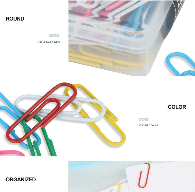 Office supplies Assorted color paper clip 32mm colourful novelty flat  paper clips