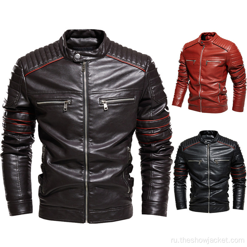 Классная мотоциклетная кожаная куртка мужская на заказ