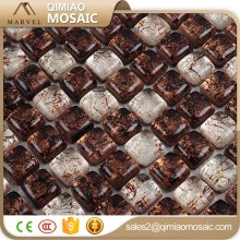 25x25mm Bread Shape Gold Leaf Gold And White Mosaic Tile