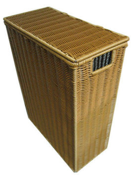 Dark Brown Rattan Laundry Basket With Lid , Rattan Laundry Hamper