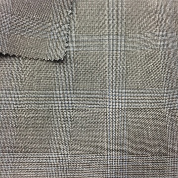 Grey Check Worsted Woven Fabric