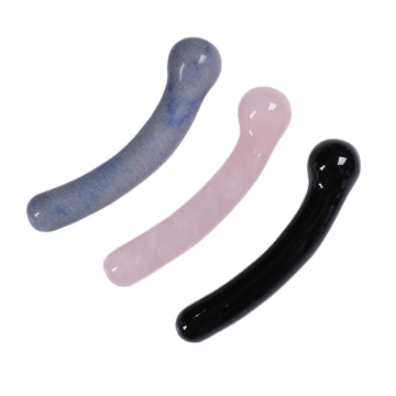 Natural Stone Crystal Polishing Dildo - Loose Gemstone Gourd-type Bending Massage Wand