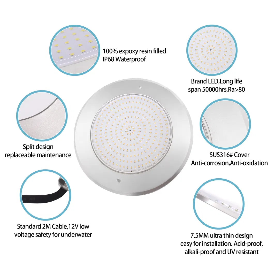 Ultra Slim IP68 Waterproof 12V LED Pool Light Fixture