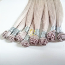 Ash blond russian hand tied weft hair