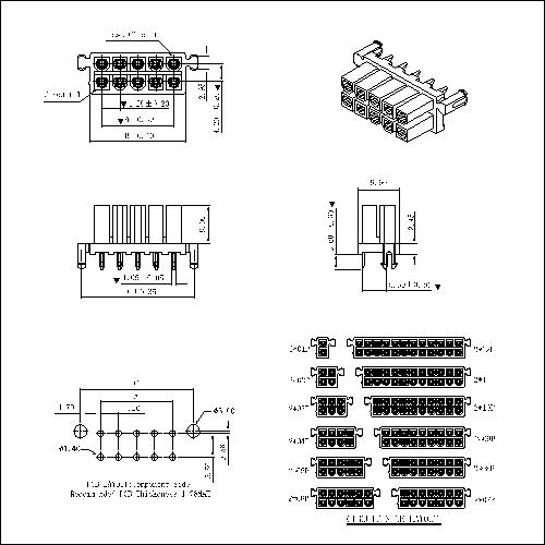 MOLEX 4.20mm 180°Male With Post Wafer Connector Series AW4201VT-2xNP-XX