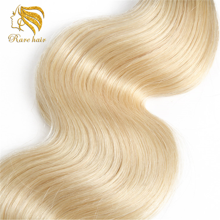 Lsy Remy Cuticle Aligned Platinum Blonde 613 Body Wave Human Hair Weaving, Peerless 9A Eurasian Hair Bundles With Closure