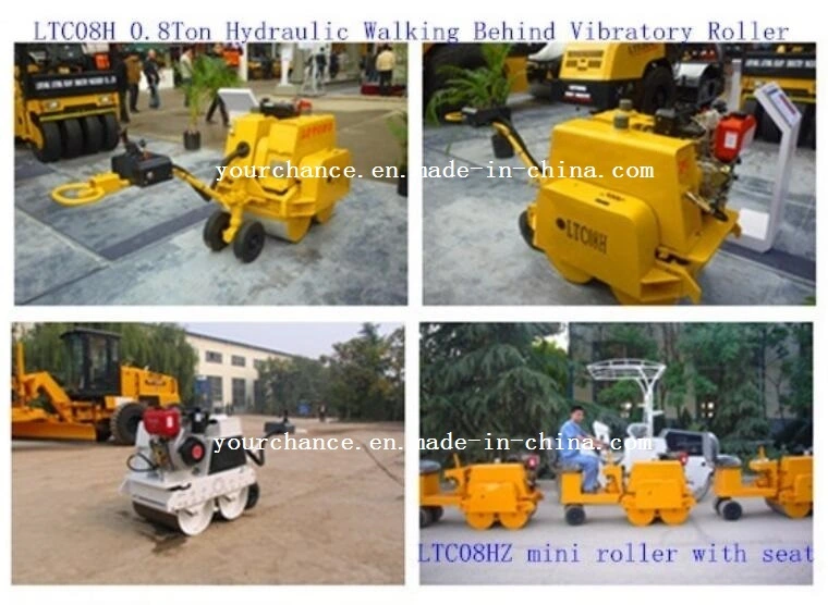 Made in China Compactor Ltc08Hz 0.8 Ton Hydraulic Vibratory Double Drums Road Roller with Seat