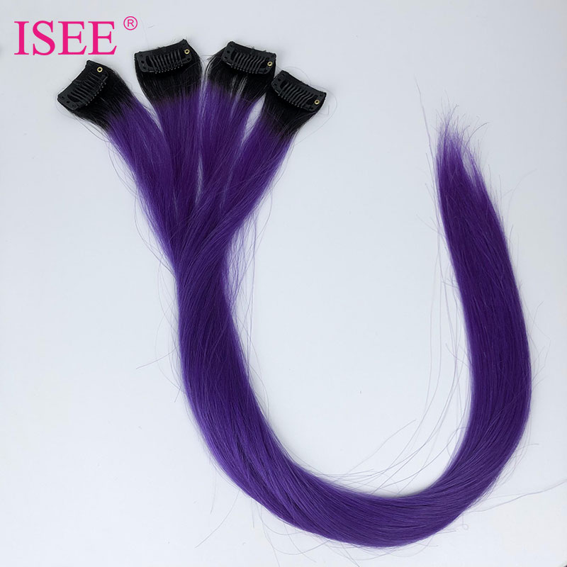 2021 Fashion Clip In One Piece Colorful Human Hair Extension,Colors Party Highlights Colorful One Clip In Hair Extension