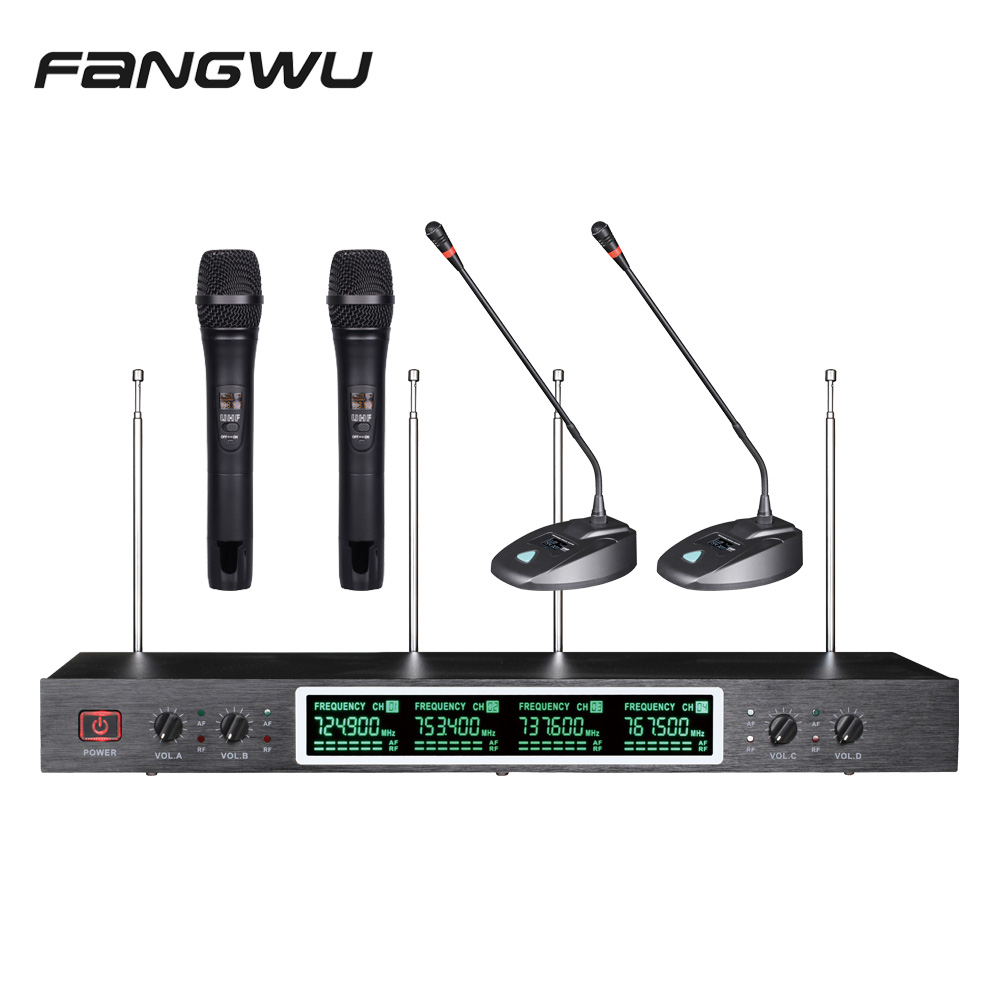 Chinese Good Quality 4 Channels Handheld Mic Wireless Microphones