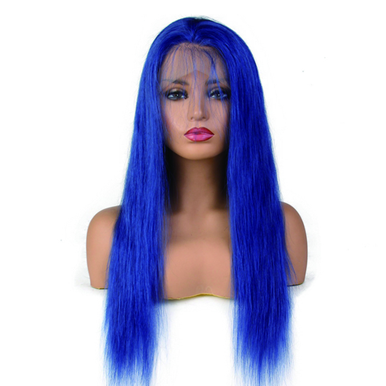 180% density Hair ombre extension colored wigs human hair blue lace front wig blue lace wigs