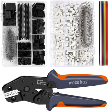 SN-28B Crimping Tool, Self-Adjusting Ratcheting Crimper Tool for AWG 28-18 (0.1-1.0mm2) with 1550PCS Dupont Pins Crimper pliers