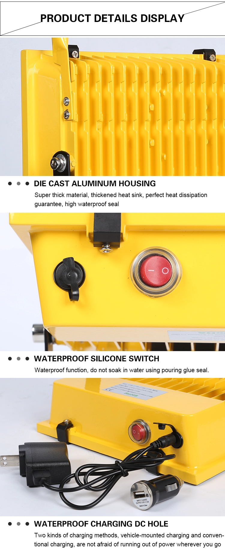 hot sale rechargeable Ternary Li-battery 300W construction site led work light