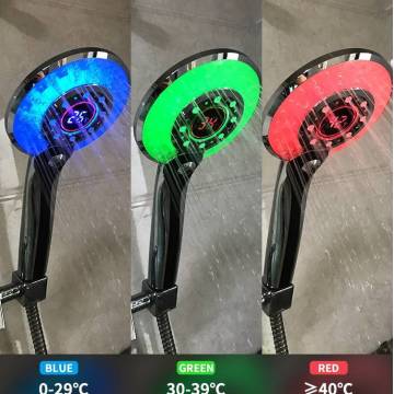 LED Temperature Digital Display 3 color change Bule Green Red Spray water saving shower hand bathroom shower