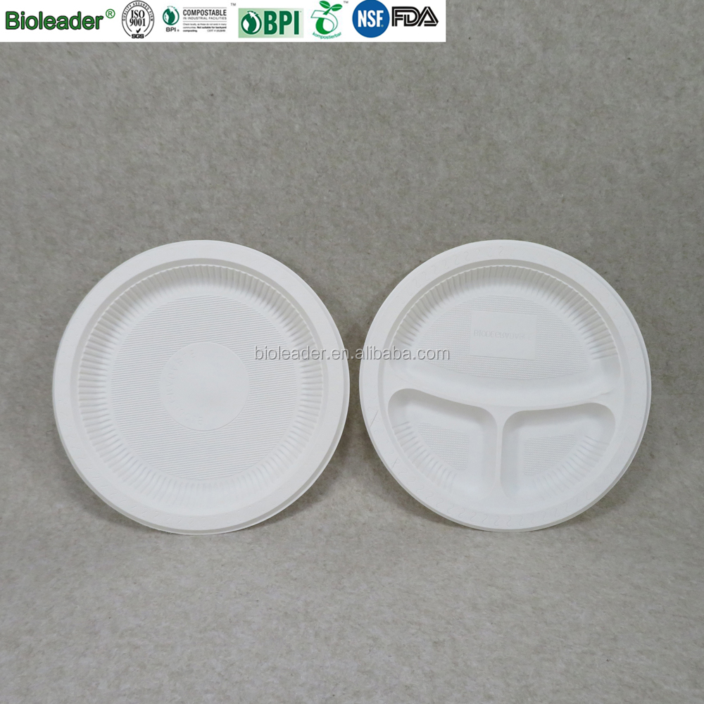 Environmental Biodegradable Disposable Plastic Cornstarch Round Plates