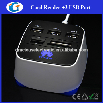 3 port USB hub micro usb card reader hub server