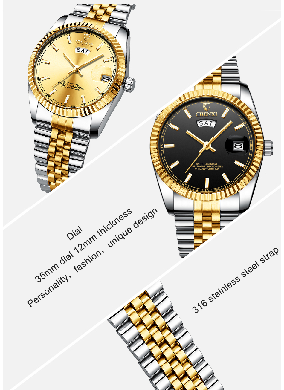 Top Luxury Brand CHENXI Men 2019 Casual Fashion Quartz Business Male Wristwatches Analog Waterproof Clock Relogio Masculino