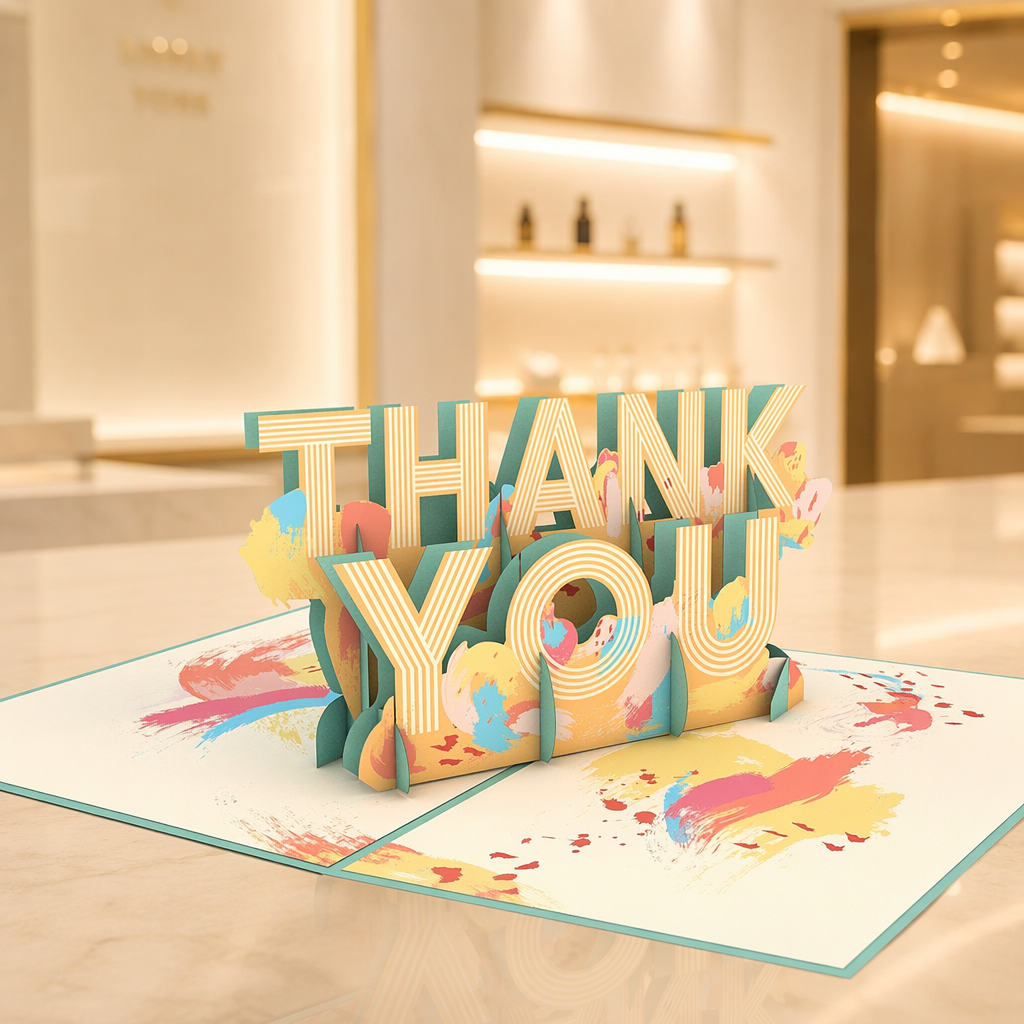 Scena-3d-kostka-dziękuję-butikowi-detaliczna 3d-cube-thank-you-boutique-retail-scene