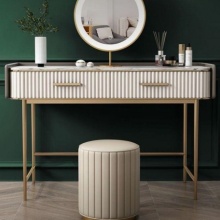 Stainless Steel Entryway Console Table with Mirror