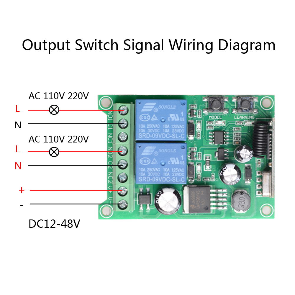 2ch 10a Relay Receiver Module With Rf Remote Transmitter - Wireless Dc ...