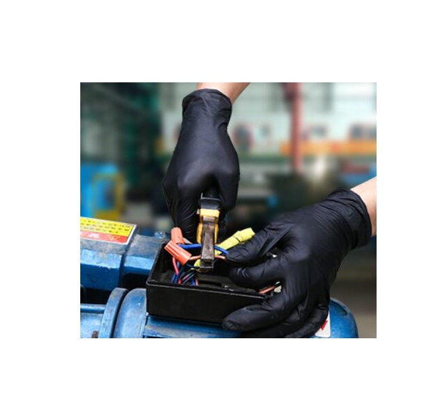 Schwarze nitrile Handschuhe, schwarze Nitrilarbeitshandschuhe